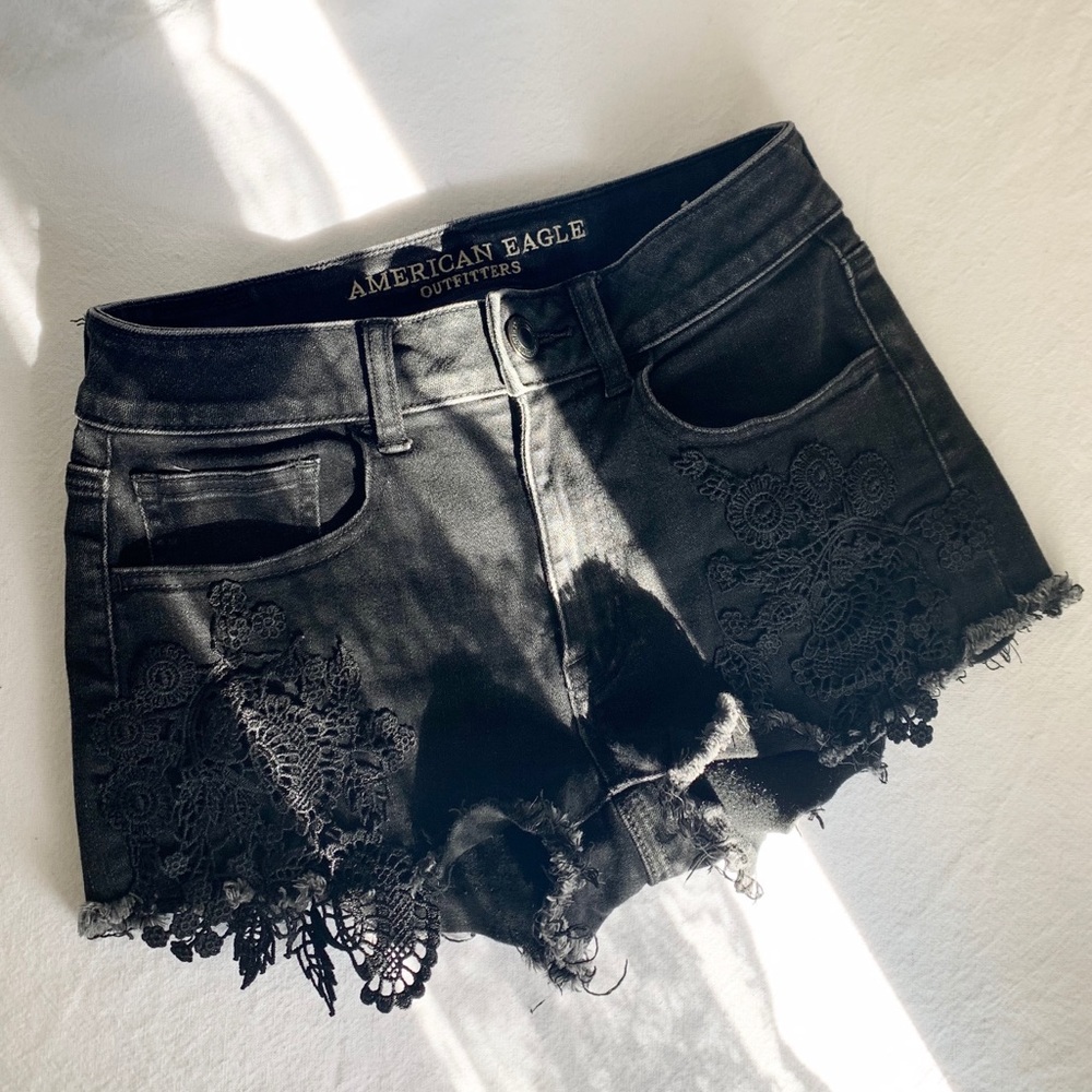 American Eagle High Rise Shortie Shorts Stretch